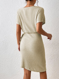 Thumbnail for Ribbed Boat Neck Short Sleeve Dress