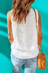 Thumbnail for Scalloped Lace Trim V-Neck Tank