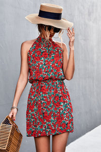 Thumbnail for Floral Tied Sleeveless Mini Dress