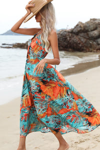 Thumbnail for Botanical Print Halter Neck Dress