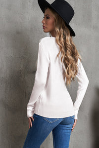 Thumbnail for One-Shoulder Long Sleeve Ribbed Top
