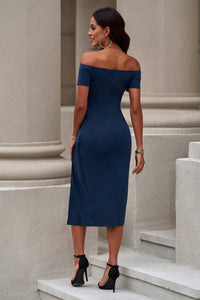 Thumbnail for Off-Shoulder Short Sleeve Split Dress