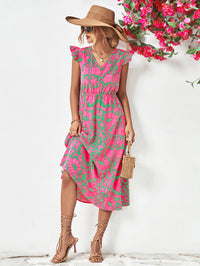 Thumbnail for Floral V-Neck Cap Sleeve Dress