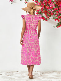 Thumbnail for Floral V-Neck Cap Sleeve Dress