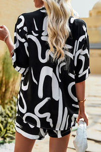 Thumbnail for Printed Dropped Shoulder Shirt and Shorts Set