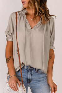 Thumbnail for Smocked Frill Trim Flounce Sleeve Blouse - MiaMore | Luxary Classic Charm