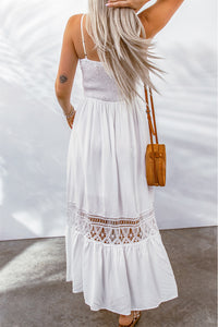 Thumbnail for Buttoned Spliced Lace Spaghetti Strap Maxi Dress - MiaMore | Luxary Classic Charm