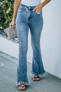 Thumbnail for Frayed Hem Flare Jeans
