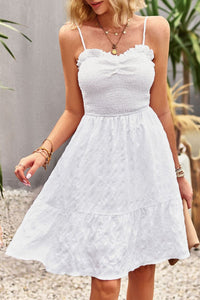 Thumbnail for Spaghetti Strap Ruched Ruffle Hem Dress