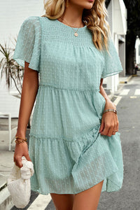 Thumbnail for Swiss Dot Smocked Frill Trim Dress
