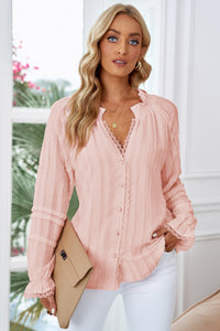 Thumbnail for Lace Detail Frill Trim Flounce Sleeve Blouse - MiaMore | Luxary Classic Charm