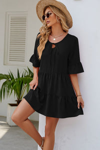 Thumbnail for Tied Flounce Sleeve Mini Dress