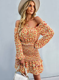 Thumbnail for Floral Smocked Off-Shoulder Ruffled Dress