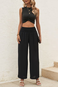 Thumbnail for Twist Front Cropped Tank and Pants Set