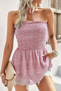 Thumbnail for Leopard Frill Trim Strapless Blouse - MiaMore | Luxary Classic Charm