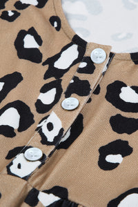 Thumbnail for Leopard Buttoned Sleeveless Dress