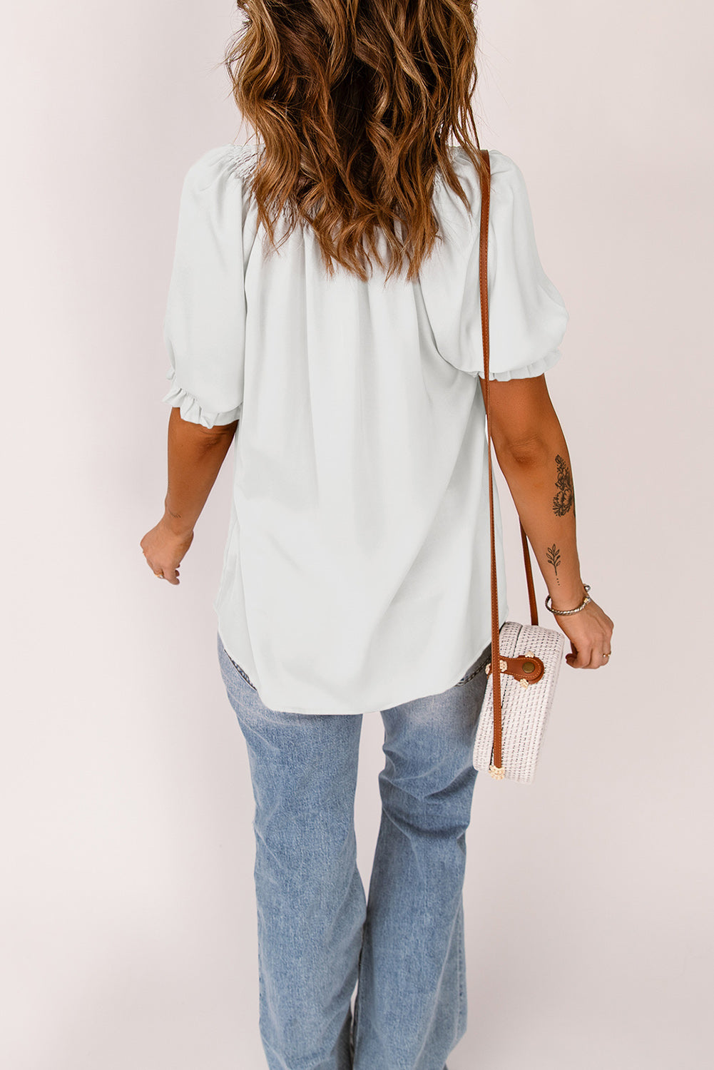 Smocked Frill Trim Flounce Sleeve Blouse - MiaMore | Luxary Classic Charm