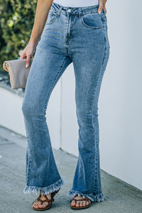 Thumbnail for Frayed Hem Flare Jeans