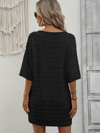 Thumbnail for Openwork V-Neck Mini Knit Dress