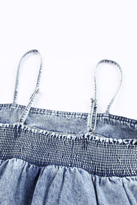 Thumbnail for Smocked Adjustable Strap Denim Cami