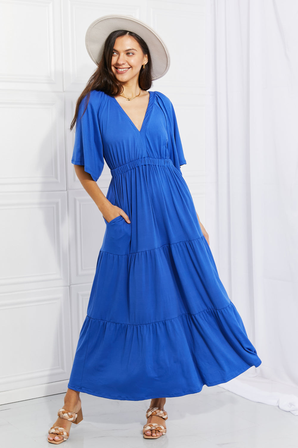 Culture Code Full Size My Muse Flare Sleeve Tiered Maxi Dress - MiaMore | Luxary Classic Charm